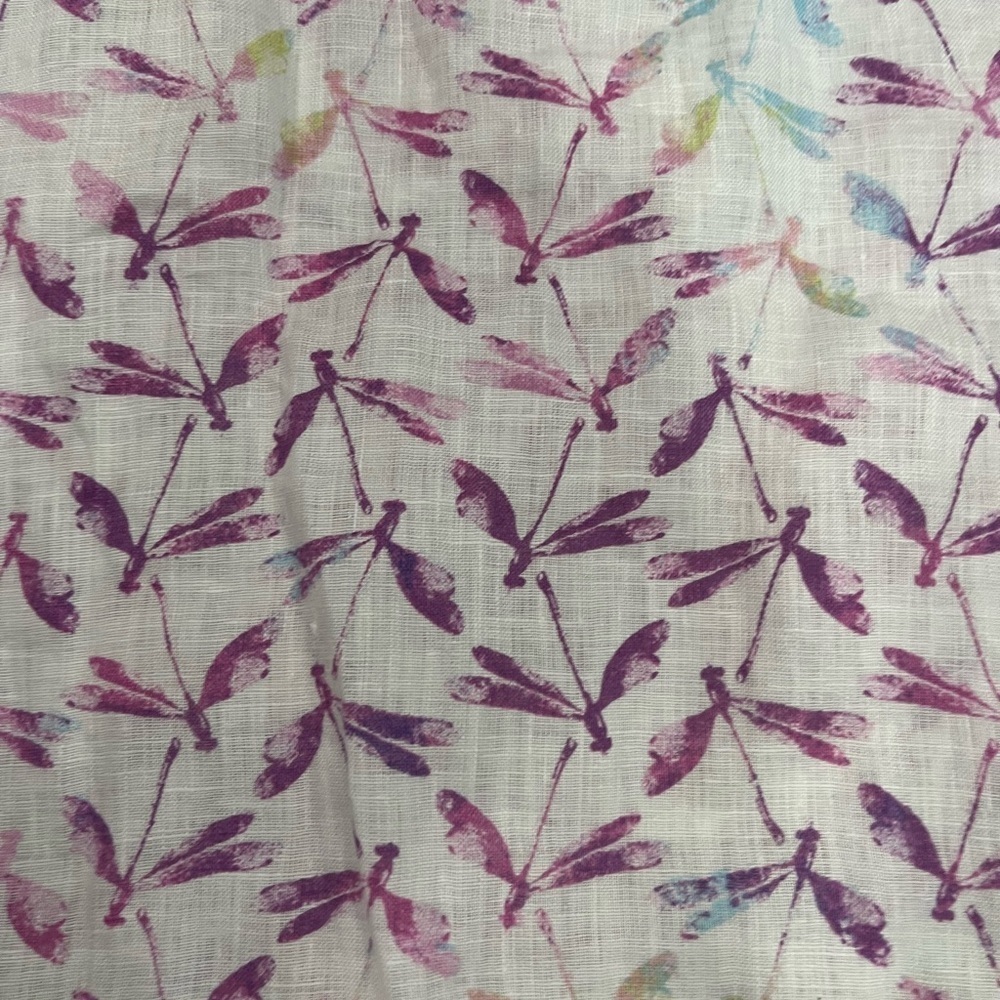❤️2/$30❤️[S]Joe Fresh Women Linen Blouse - Purple and White Dragonfly Print NWOT - Picture 3 of 8